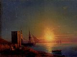 Figures In A Coastal Landscape At Sunset by Ivan Constantinovich Aivazovsky